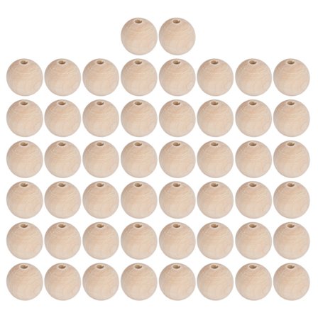 Luonnolliset puuhelmet, halkaisija 30 mm, 50 kpl pakkaus