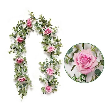 Ruusuköynnös seppele keinotekoiset kukat 1,85 metriä silkki kukka keinotekoinen kukka ruusuköynnös roikkuva viiniköynnös hääjuhla puutarhan koristelu