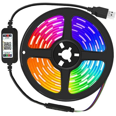 2M RGB 5050 LED-slingor, Musiksynkronisering, Bluetooth-APP, 16 miljoner färger, Justerbar ljusstyrka, IP65, för TV/Dator Ambient Belysning, 
