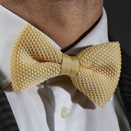 Soft Yellow Knitted Pre-Tied Bow Tie for Men - Pre-tied bow ties