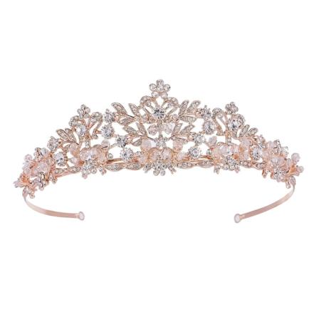 Rose Gold Bryllupstiara til Kvinder og Piger - Pageant Tiara Hovedbøjle