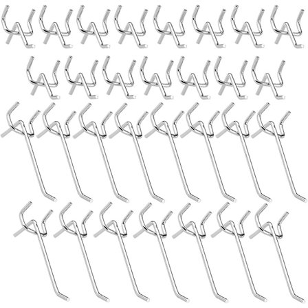 Metallkrok for hullplate, krok for hullplate, veggpanel, dørveggkroker for supermarked, detaljhandel, 10 cm og 5 cm enkelt hekle sett 30 stk