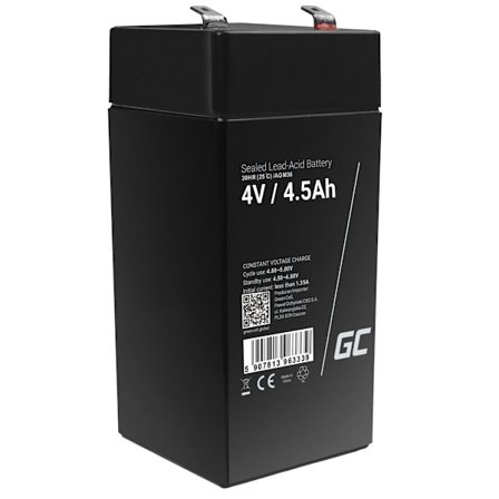 Green Cell AGM VRLA 4V 4.5Ah huoltovapaa akku hälytysjärjestelmiin ja leluihin