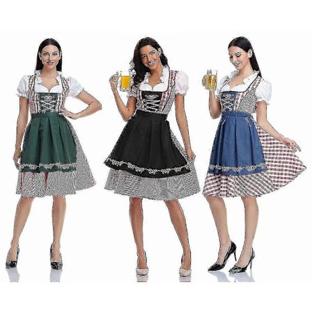 Oktoberfest Ølkelner Kostyme Bayersk Tradisjonell Dirndl Kjole Cosplay Karnevalskostyme Dame
