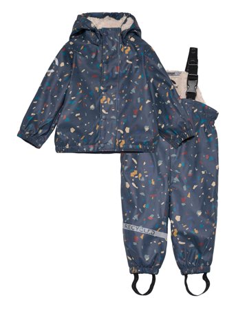 Pu Aop Rain Set Teddy Rec W. Susp10 Navy Mikk-line