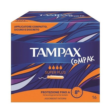 Tampax Compak Super Plus 16 Assorbenti Interni Flussi Molto