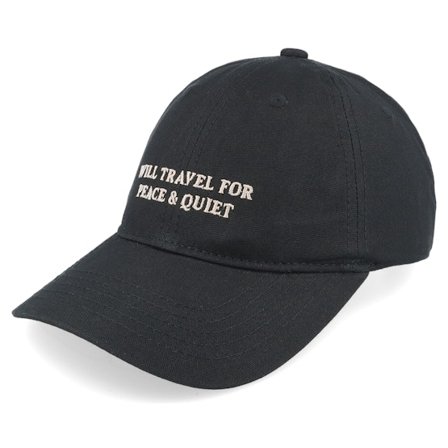 Dedicated - Soft Cap Slussen Will Travel Black Dad Cap Unconstructed Black Cap - @ Hatstore