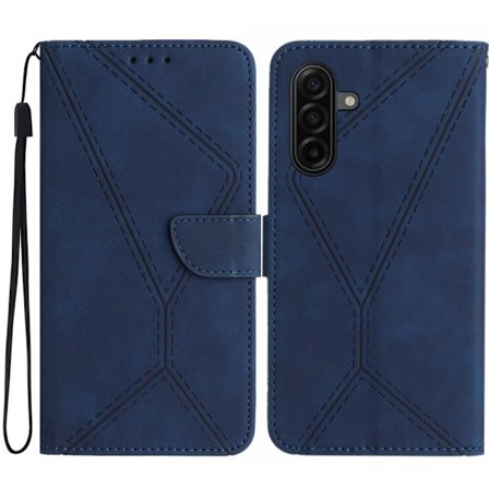 Mobilskal till Samsung Galaxy S26 Touch Lines Imprinted KonstLäder - Blå