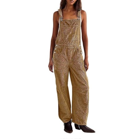 Dam Corduroy Overaller Lös Barrel Vida Ben Jumpsuit Justerbar Rem Bib Romper Byxor med Fickor brun X