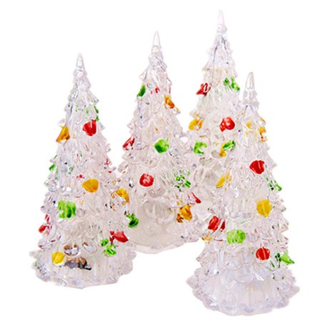 7 Farveskiftende LED Akryl Juletræ med Ornamenter Bordplade Julefrokost Dekoration