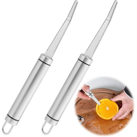 2-pak rustfri stål grapefrugtkniv, buet grapefrugtskræller med takket kant, frugtskræller, buet udskæringsværktøj til kiwi, mango, dessert