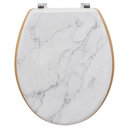 Toalettsete - Tre og Hvit Marmor