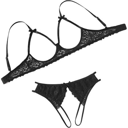 2025 Seneste Model Dame Eksotisk Lingerisæt Frække 2 Dele BH Trussesæt Sexet Udskåret Blonde Lingeri Sort Large