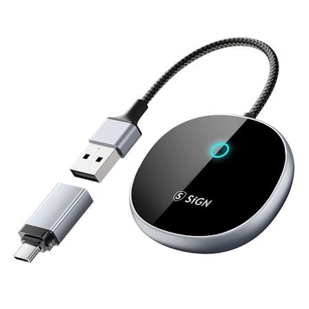 Bargain corner SiGN Wireless CarPlay adapter converter for wired CarPlay cars - Black