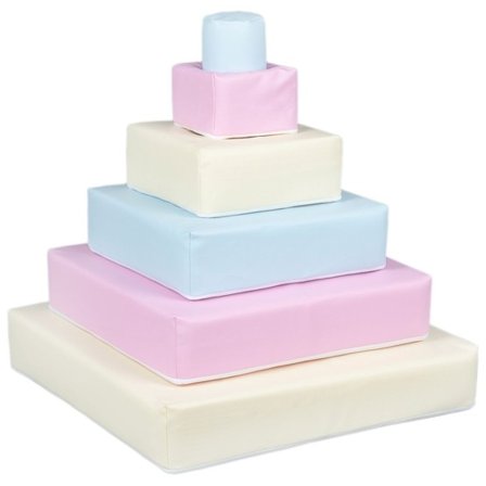 PQP Kuddar - Pyramid - 6 Delar - Vit/Rosa Pastell/Blå Pastell - Litenleker