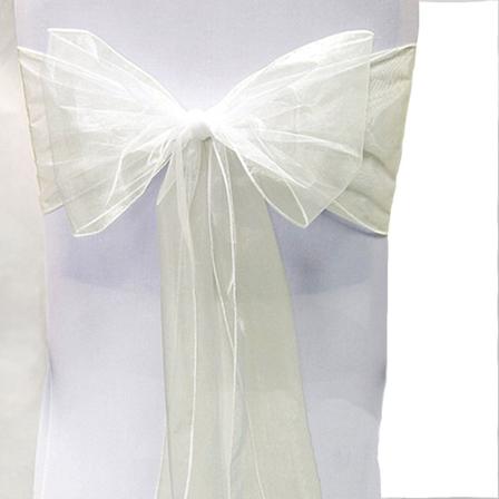 25 St Bröllopsfest Organza Stolsbågar Plain Rosett Sash Dekor