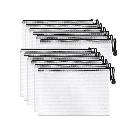 Förpackning med 12 A3 Dokumentväskor Vattentät Dokumentväska Dragkedja A3 Plast för Kontorsmaterial Dokument Kvitton Papper Tentamenspapper Kosmetika 