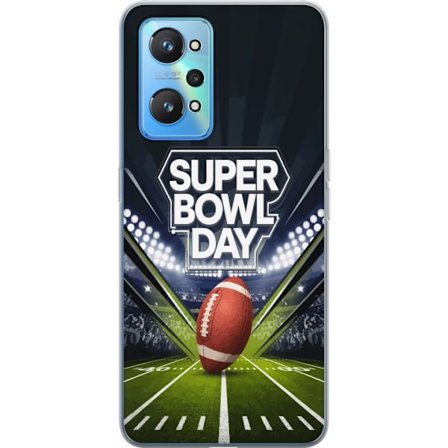 Yhteensopiva Puhelinkuori Realme GT Neo2 Super Bowl Day juliste, jossa amerikkalainen jalkapallo valaistuksella varustetulla areenalla dramaattisessa