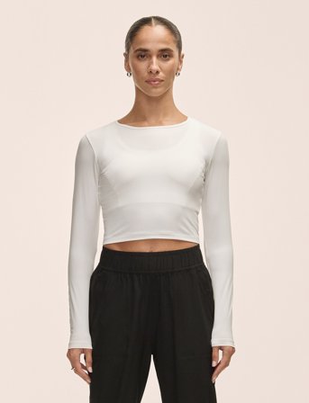 Casall Graphic Crop Long Sleeve - White - XL