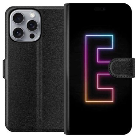 Kompatibelt Lommeboketui til Apple Apple iPhone 16 Pro Max Minimalistisk neonbokstav E i lyse farger mot mørk bakgrunn i moderne og elegant design