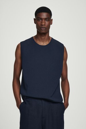 COS Herren Sportliches Strick-Tanktop - Blau