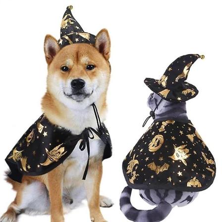 Lemmikkikoirat Halloween Viitta Wizard Hattu Set Hauska Cosplay Pue Rekvisiitta Kissan takki Puku Festivaalin juhlavaatteisiin