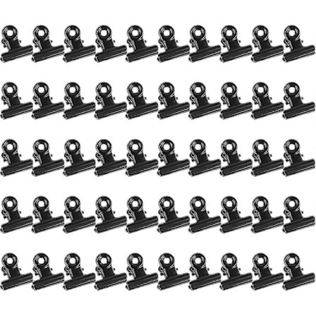 50 kpl metallisia sarana-pidikkeitä, mustia bulldog-pidikkeitä vahvalla jousella 22 mm metallisia kirjainpidikkeitä pieniä paperipidikkeitä 