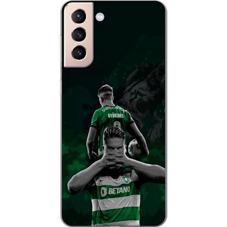 Yhteensopiva Puhelinkuori Samsung Galaxy S21 Neonmotiivi, jossa teksti "Gaming is in my DNA" sinisenä ja punaisena tiiliseinällä, jossa loistava DNA-s