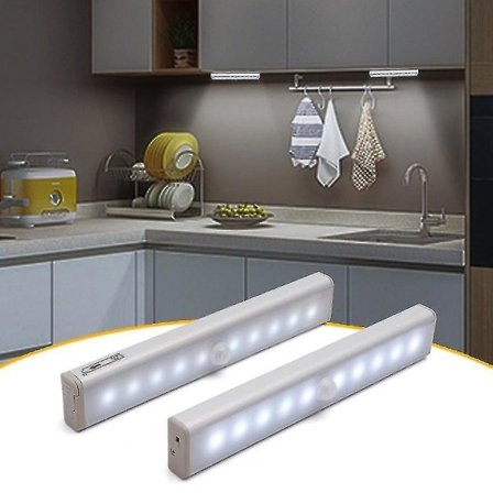 6/10 LED-bevegelsessensorlys Trådløs LED nattlampe Garderobe Nattlampe for soverom Kjøkkenskap Trappebakgrunnsbelysning