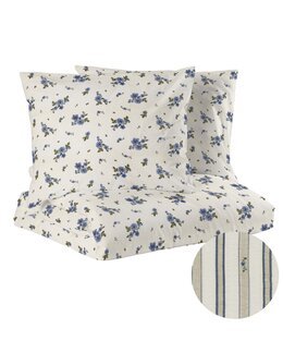 Pussilakanasetti king size Bäckebölja Stina, 3 osaa Sininen