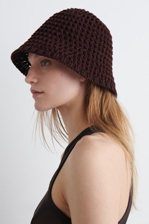 COS Women's Cappello Da Pescatore All'uncinetto in Rosso