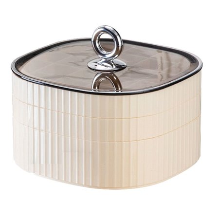 Smykkeæske 3-lags ABS Øreringe Halskæde Ur Kosmetisk Organizer med gennemsigtigt låg til kvinder piger