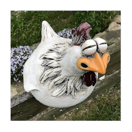 Høne som sitter på gjerde Dekor Hage Statuer For Gjerder Hane Statuer Veggkunst Hagekunst Skulptur