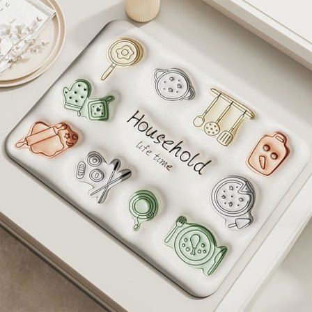 Drænmåtte, Diatom Mud Tørremåtte Absorberende Hurtigtørrende Opvaskemåtte til Køkkenredskaber Køkkenvask Bordplade