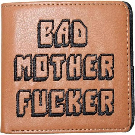 BAD MOTHER F***ER Pulp Fiction Todelt Brun Herrepung Broderet Mønt Kort Sedler Standardtitel, Flerfarvet, 11,5x9 cm (4,5'x3,5')