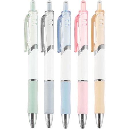 Infällbar 0,5 mm porös spetspenna, svarta bläckgelpennor, ask med 5 pennor (svart)