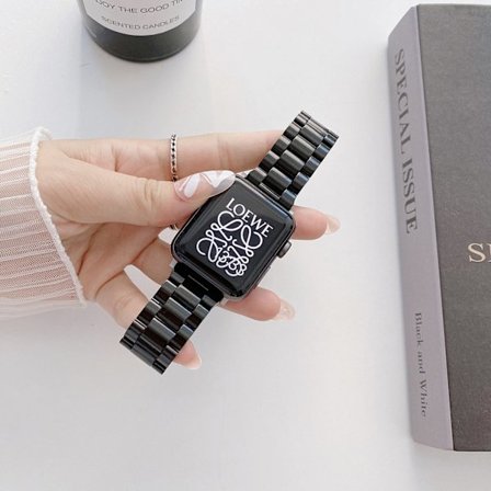 Erstatningsarmbånd til smartklokke for Apple Watch 1 2 3 4 5 6 7 SE 38mm 40mm 41mm Svart metallspenne