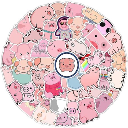 Søte Gris Klistremerker 50 stk Kule Estetiske Klistremerker for Vannflasker Laptop Scrapbooks Gitarer Bagasje Sykkel Telefon Skateboard - 