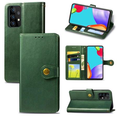 Samsung Galaxy A52 / A52s - Solid Läder Fodral - Grön Green Grön