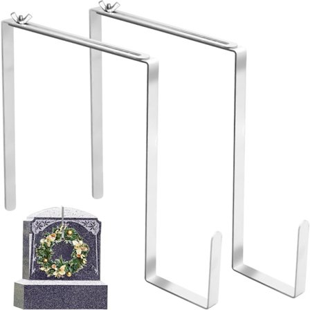 2 kpl jouluhautakiven seppeleen ripustin, säädettävä seppeleen koukku seppeleen telineet hautausmaalle hautakiville, jouluhautakoristeluun (6,2-11 