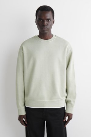 COS Men's Washed-Cotton Sweatshirt in Green