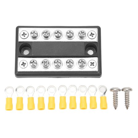 DC 12V‐48V 100A 5-vejs dobbelt række sikringsblok strømfordelingsblok til biler, campingvogne, både, yachter, strømforsyninger