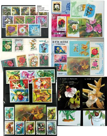 Blomster - 4 frimærkepakker samlet