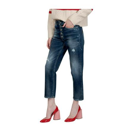 Dondup, Distressed Denim Jeans Blauw, Dames, Maat:W32,polyester