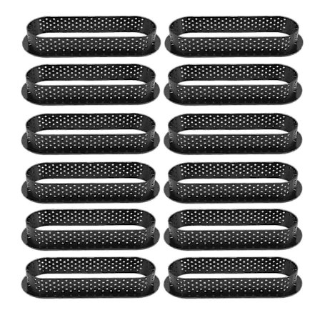 12 Stk. Ovale Tærteforme Varmebestandige Perforerede Kagemoussering Non-stick Bageform Tærte Mini C (haoyi