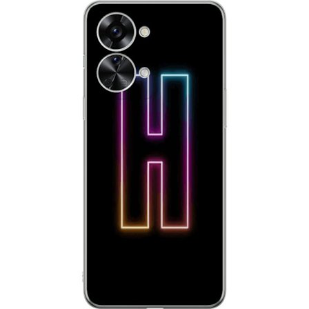 Kompatibel Mobilcover til OnePlus OnePlus Nord 2T Minimalistisk neonbogstav H i farveskiftende lys mod sort baggrund med moderne typografisk følelse