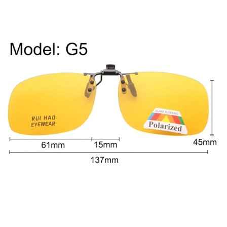 Gule polariserede clip-on solbriller med legeringsbro, der kan klipses fast på solbriller, clip til mænd og kvinder, solbriller, briller, 