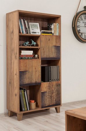 Hanah Home - Reol Marina Flora 753 - Brun - Bogreoler - Fra Homeroom