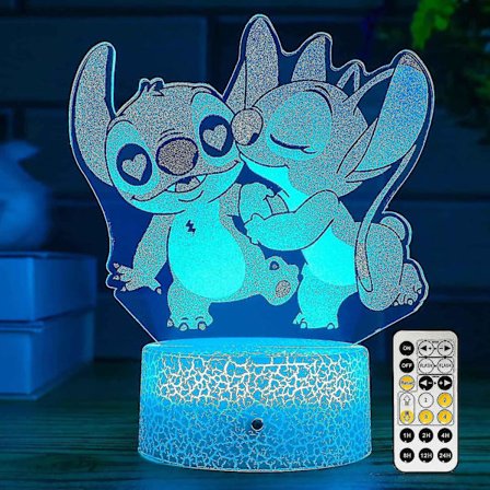Stitch gaver til piger Stitch natlys med timer fjernbetjening og smart touch 7 farver skiftende dæmpbar [db]