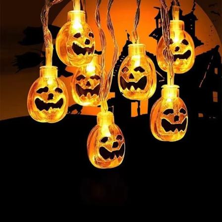 Halloween-kurpitsaketjuvalot 3 metri 20 kpl huoneen ja puutarhan koristeluun, Halloween-koristevalot sis - ja ulkokoristeluun K